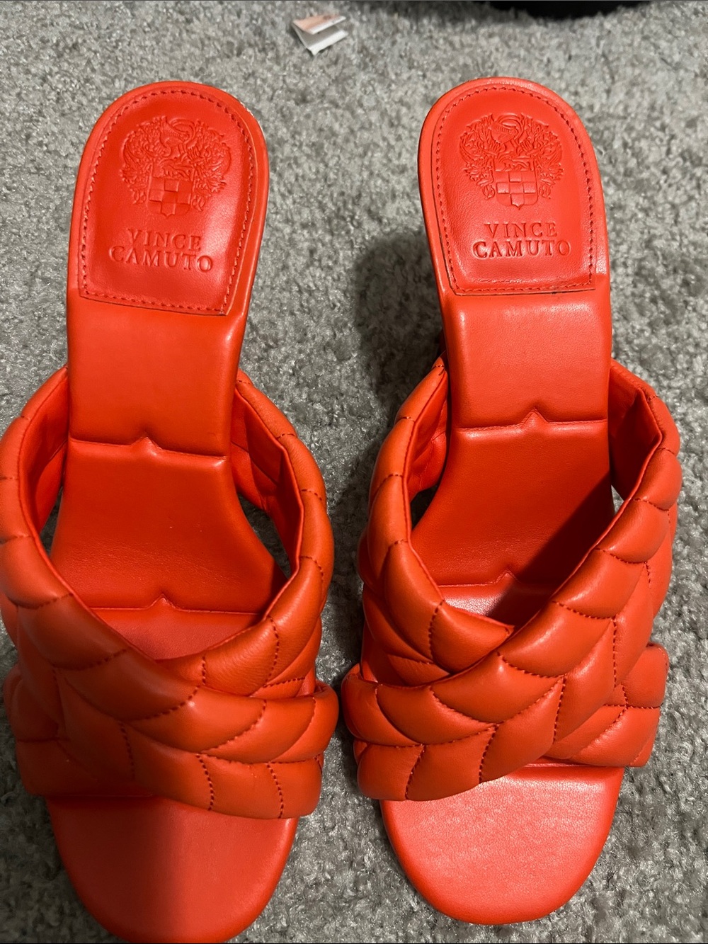 Vince Camuto Quilted Braided Slide Sandals - Bright Orange